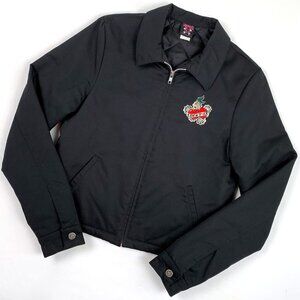 Lucky 13 Vintage Y2K Tattoo Cherry Embroidered Shop Jacket – Black